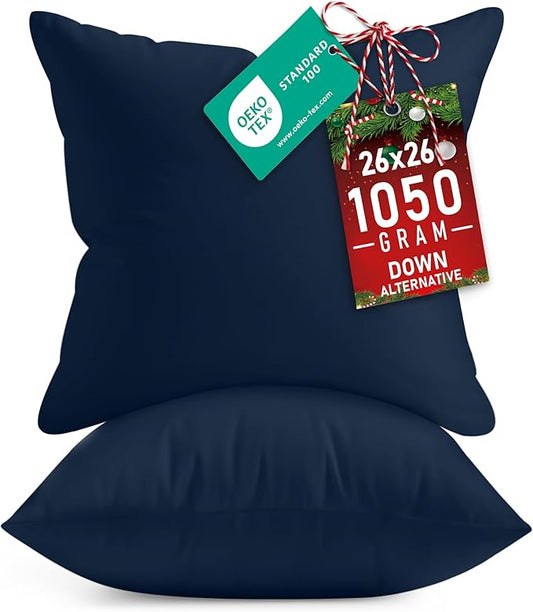 Utopia Bedding Throw Pillows Insert (Pack of 2, Navy) - 26 x 26 Inches Bed and Couch Pillows - Indoor Decorative Pillow