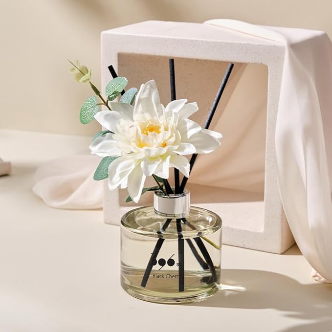 396 st. Dahlia Flower Reed Diffuser, Red Rose, 200ml(6.7oz) / Reed Diffuser Sets, Home Fragrance, Scented Oils, Home & Bathroom Décor