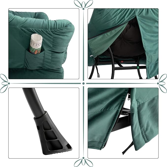 HollyHOME Modern Fabric Large Lazy Chair, Accent Oversized Comfy Reading Chair, Thick Padded Cozy Lounge Chair with Armrest, Leisure Sofa Chair for Living Room, Bedroom, Dorm, Dark Atrovirens