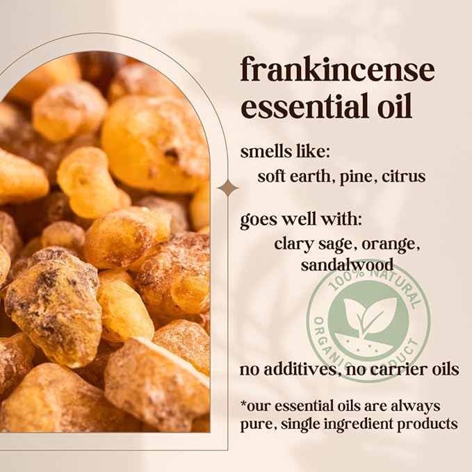 Frankincense Essential Oil - 100% Pure & Natural, Organic, Undiluted for Aromatherapy, Hair, Muscle, Diffuser (0.33oz - 10ml)