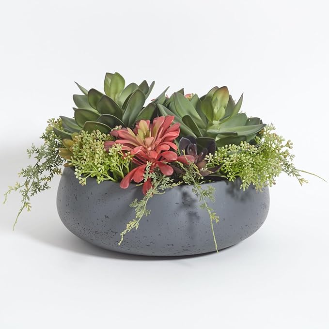 CG Hunter Faux Succulent Arrangement, Premium Artificial Indoor Plant Enhances Interior Design, Display on Any Surface in Your Home Adding an Inviting Touch of Nature, Grey Planter Pot Included