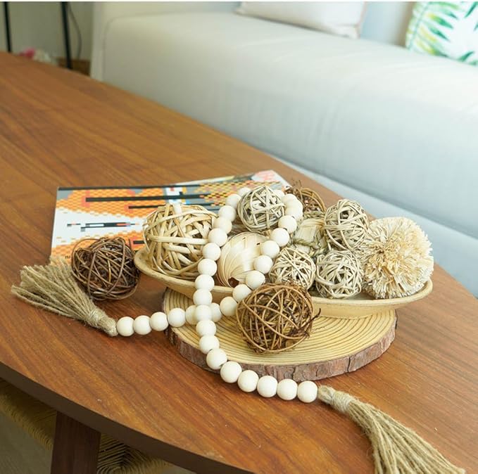 Qingbei Rina Brown Decorative Balls for Bowls,Assorted Vase Filler for Centerpieces,Wicker Rattan Balls Decorative Orbs Woven Spheres, Bowl Fillers for Home Decor Wedding