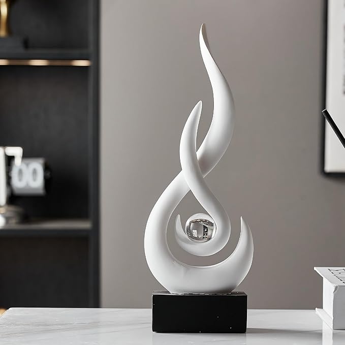 Modern Abstract Art Table Decoration,Resin Gold Statue Modern White Ornaments for Living Room Great Gift Idea Home Decor 5 * 2.5 * 10.5 inch,Home Collectibles
