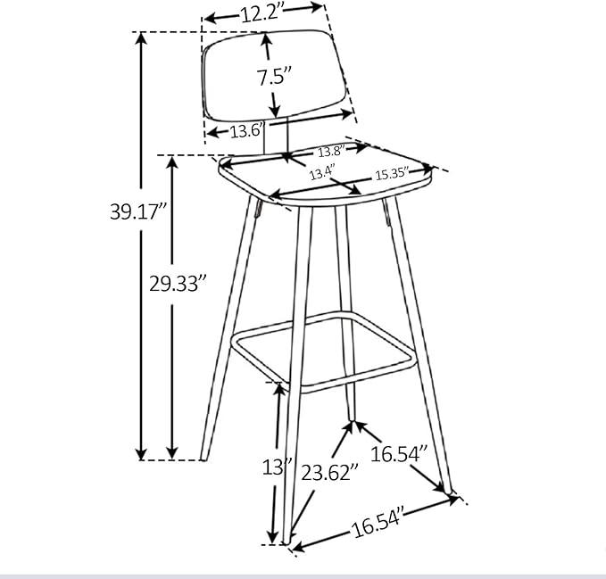 Bar Stools Set of 4, Bar Chairs w/PU Leather Seat and Backrest, Frosted Iron Frame, 29.33'' Seat Height Counter Stools, Simple Assembly, for Dining Room Kitchen Counter Bar, Black