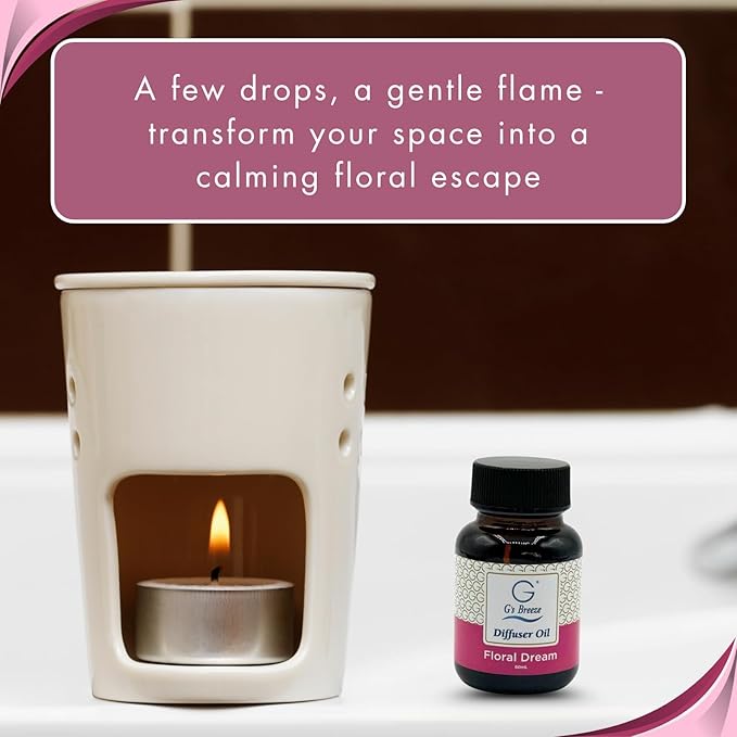 G's Breeze Floral Dream Diffuser Oil Refill - Luxurious Rose, Lily & Jasmine Blend for Long Lasting Floral Freshness – Ideal Scent for Home & Office – Create an Uplifting Atmosphere - 60 ML