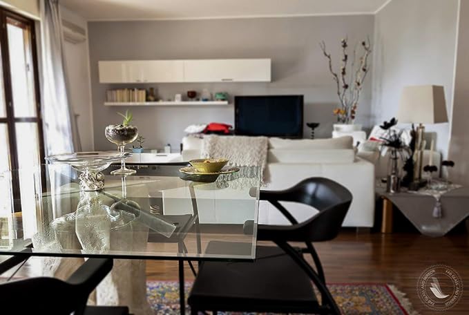 Fab Glass and Mirror Rectangle 36x54 Inch 1/2" Thick, Beveled Tempered Radius Corners Glass Table Top, 36" x 54", Clear