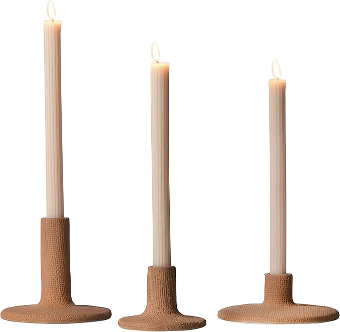 Main + Mesa Stoneware Taper Candle Holders, Set of 3