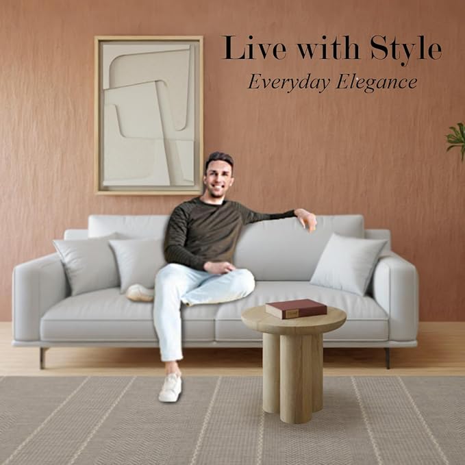 Relso Gaia Round End Table for Living Room and Farmhouse | Solid Mango Wood for Rustic Elegance | Ideal for Side Tables, Nightstands & More | Wood Side Table Round for Bedroom (Natural)