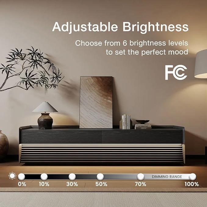 POVISON Fully-Assembled Mid Century Modern TV Stand with Legs, 78.74" Wood Media Console with Adjustable LED Light, Entertainment Center with Storage for Living Room