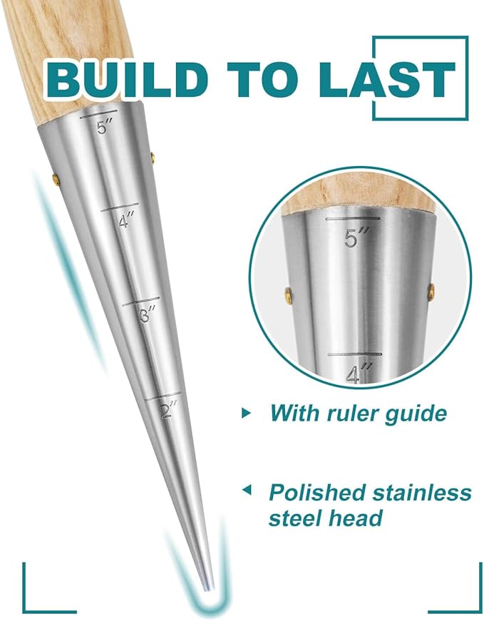 Dibber with 5 Inch Measurements Seed Dibber Garden Tool Hand Dibbler Seed Planter Tool Seed Dispenser Hole Digger for Planting Small Seeds Seedlings Sowing Seeds Transplanting Plants Planting Bulbs