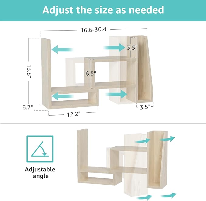 Desktop File Organizer Desk Organizer Shelf - Wooden Office Organization Shelves for Top of Desk Organizers and Accessories Corner Bookshelf Table Top Shelving Small Hutch Decorations for Women Office