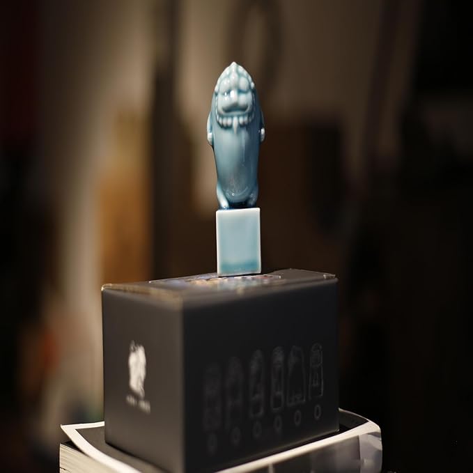 Ceramic Fengshiyeh Statues Set, Traditional Culture Figurines, Handcrafted Porcelain Decor for Home Office, Lucky Guardian Lions Sculptures as Unique Gift (1, Luck Lion D)