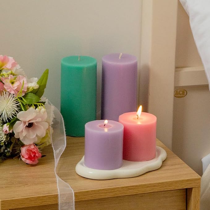 COCODOR Scented Pillar Candles, 3x6 Inch, Black Cherry, Candle Set of 3, Long Buring 85 Hours, Candles for Weddings, Party, Dinner, Home Decor.