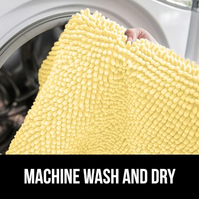 GORILLA GRIP Bath Rug Mat 36x24, Thick Soft Absorbent Chenille, Quick Dry Microfiber Mats, Rubber Backing Washable Shower Floor Rugs, Bathmat Runner, US Designed Bathroom Home Decor Accessories Yellow