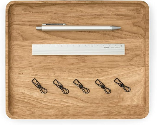 Oakywood Handcrafted wooden Catchall tray - Wooden desk organiser - Made in the EU - Natural wood desktop storage - Customizable in 3 Sizes - Natural Oak - 24x20 cm (9.4"x7.9")