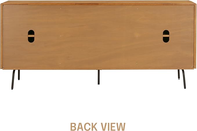 NTC Veil Sideboard with 2 Doors and 3 Drawers, Buffet Cabinet with Vertical Groove Design and Metal Legs, Storage Cabinet for Living Room, and Entryway, Effortless Assembly, Teak Look