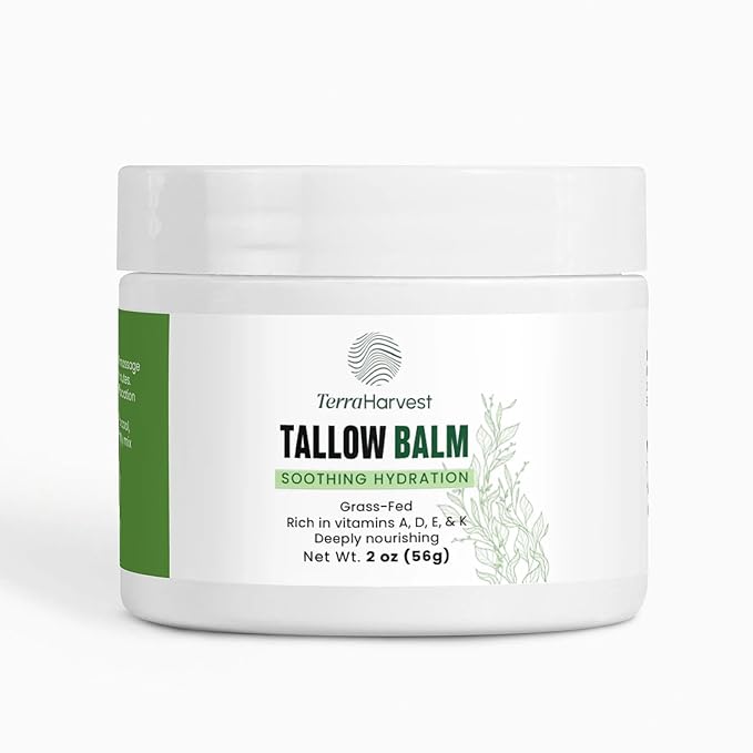 Tallow Balm Soothing Hydration – Grass-Fed Beef Tallow Moisturizer with Olive & Jojoba Oil – Chemical-Free, Vitamin-Enriched Skincare with Essential Oil Aromatherapy – 2 oz