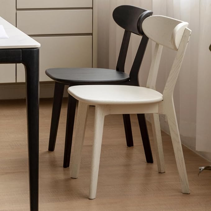 100% Solid Oak Wood Dining Room Chairs - Practical Kitchen Chairs - Wood Chair for Dining Room, Kitchen (1, White)