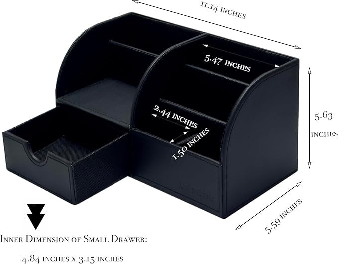 UnionBasic Desk Organizer - Multifunctional Leather Desktop Pen Holder Storage Box - Business Card/Pen/Pencil/Mobile Phone/Stationery Holder, Black