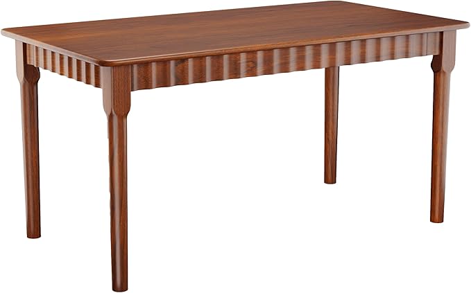 47.2 Inch Solid Wood Dining Table for 4, Mid Century Modern Oak Kitchen Table, Farmhouse Rectangular Dining Room Table for Indoor or Outdoor Use, Easy Assembly, Walnut