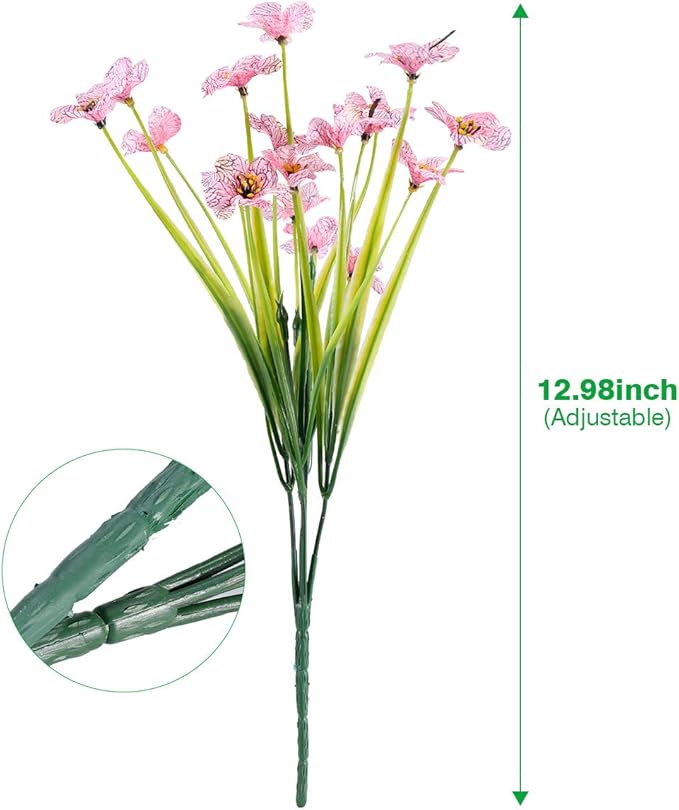 20 Bundles Artificial Flowers Outdoor UV Resistant Fake Flowers No Fade Faux Plastic Plants Garden Porch Window Box Decorating(Pink)…