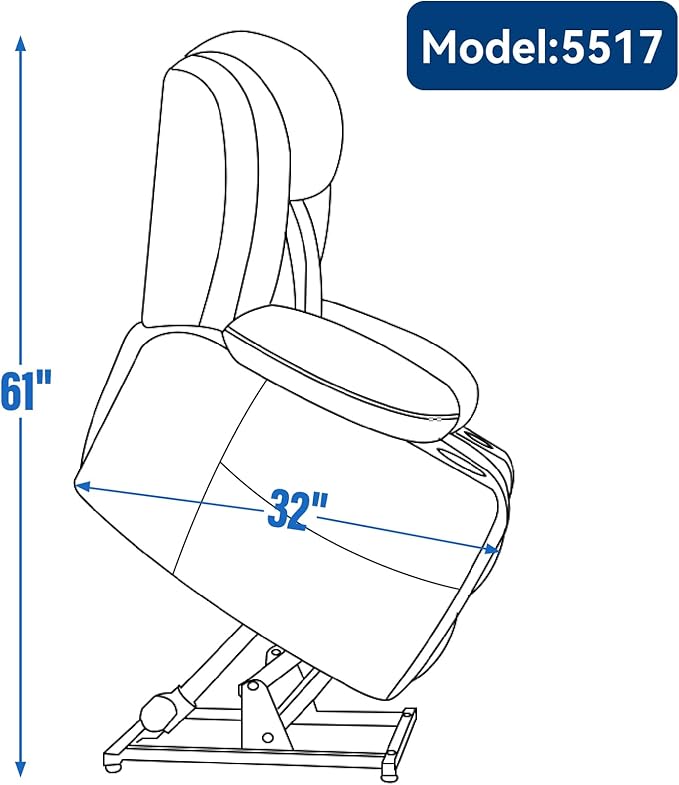 Power Lift Recliner Chair, USB/Type-C Ports & Cup Holders, Heavy Duty Chenille Recliner for Elderly, Light Grey