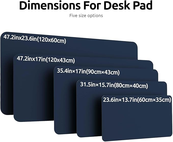 YSAGi Leather Desk Pad Protector, Office Desk Mat, Large Mouse Pad, Non-Slip PU Leather Desk Blotter, Laptop Desk Pad, Waterproof Desk Writing Pad for Office and Home (Dark Blue, 47" x 17")