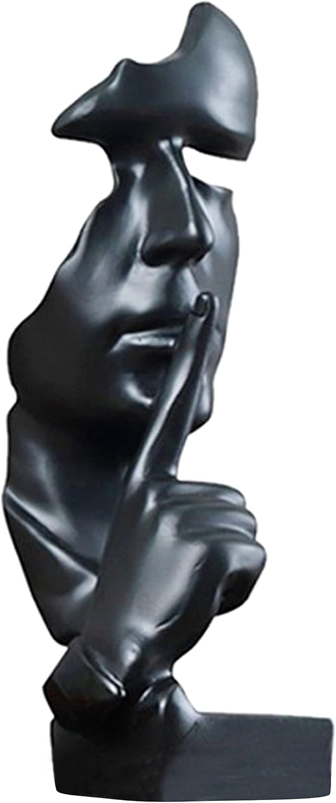 Silence is Golden Thinker Statue - 28cm Modern and Creative Abstract Sculpture of Keep Silent Man Statue Figurine for Home Living Room Office Desk Decor (White)