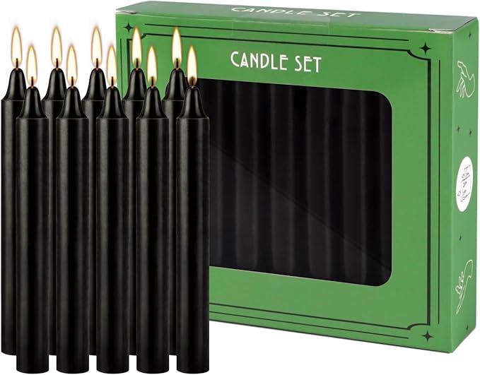 Unscented Black Spell Chime Candle-4 Inch Tall Taper Candles-20 Pcs Chime Candles, Mini Smokeless Candles for Rituals, Prayer,Dinners, Parties, Ceremonies, Shabbat