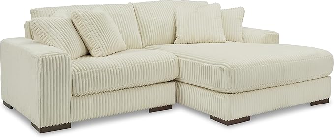 Signature Design by Ashley Lindyn Contemporary L-Shaped 2-Piece Sectional with Chaise for Living Room, White,