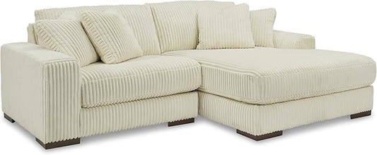 Signature Design by Ashley Lindyn Contemporary L-Shaped 2-Piece Sectional with Chaise for Living Room, White,