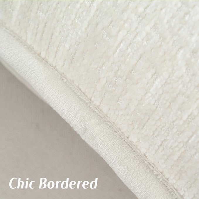 FUTEI Cream White Chenille Throw Pillow Covers 22x22 Inch Set of 2,Soft Cozy Bound Edge Design Cushion Case,Home Decor for Couch Bed Living Room