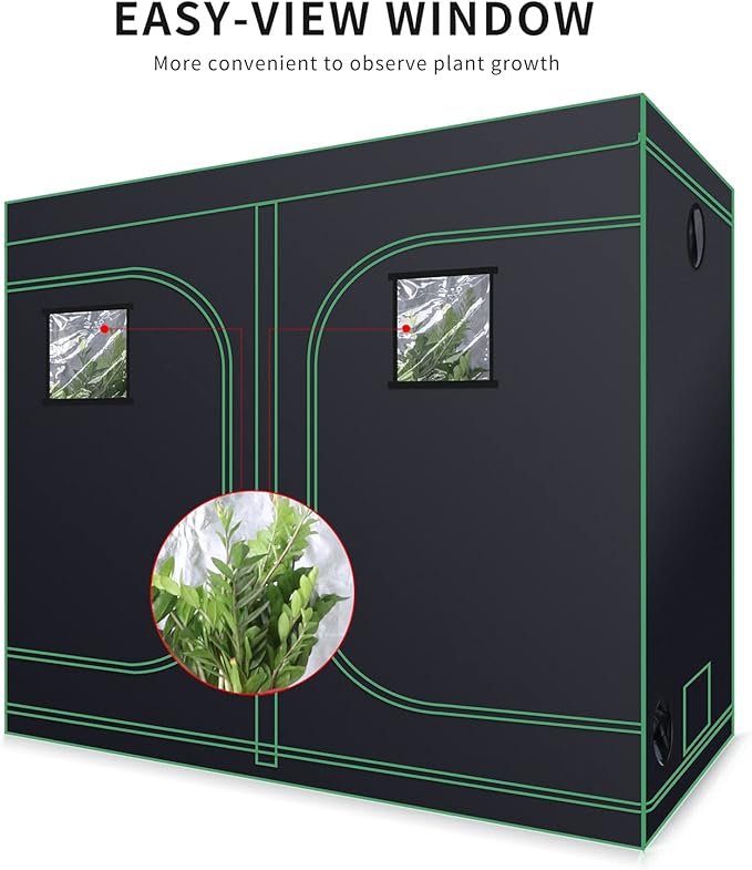 96''x48''x80'' Grow Tent Hydroponic Higher Density 600D Mylar Reflective Indoor Plant Greenhouse with Observation Window and Removable Floor Tray for Flora Vegetables Flower