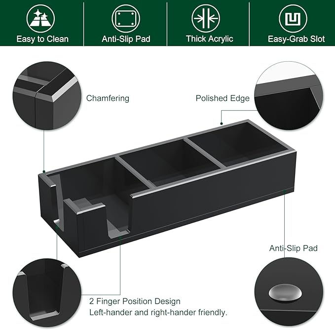 Acrylic Sticky Note Holder, Self-Stick Note Pad Holder W/O Pads - Note Dispenser Memo Pad Holder Desk Organizer for School Office Home (3''x3'' 3IN1 Black)