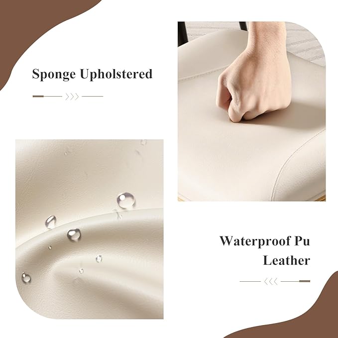 Mid Century Modern Bar Stools Set of 3, PU Leather Counter Height Stools with Walnut Bentwood Back & Metal Legs, 26.7" Barstools Kitchen Island Chairs with Footrest for Home Bars, Beige