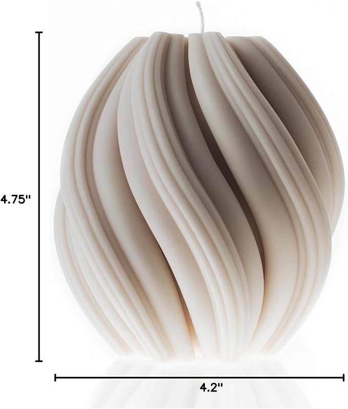 LAWA Swirl Candle - Large Beautiful Handmade Pillar Scented Soy Wax Twirl Elegant Bubble Aesthetic Housewarming Gift Home Room Shelf Decor Idea Spiral Candle White (Medium)