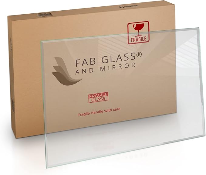 Fab Glass and Mirror Rectangle 36x54 Inch 1/2" Thick, Beveled Tempered Radius Corners Glass Table Top, 36" x 54", Clear