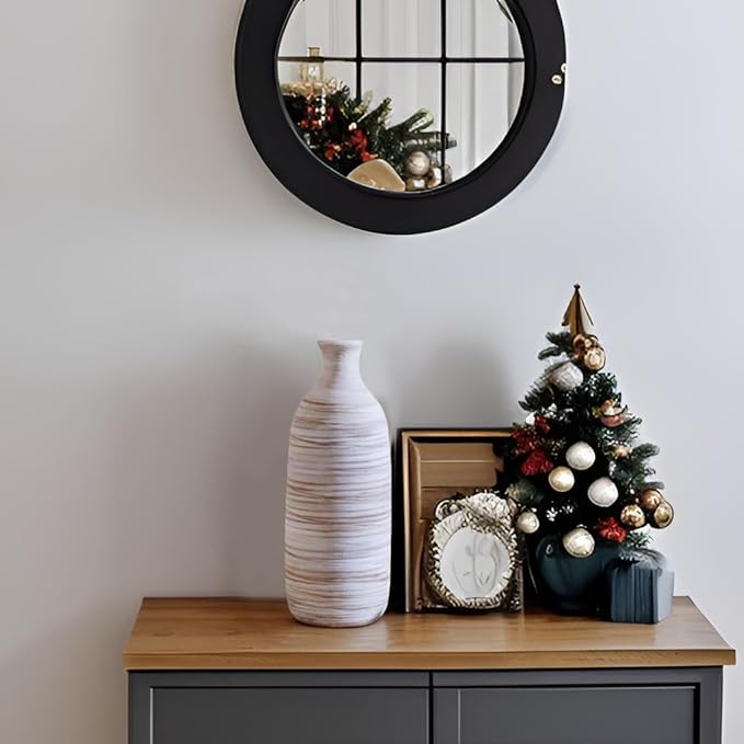 ALMA White Ceramic Vase 10 inch Tall, Narrow Boho Vases for Eucalyptus Leaf Branch, Small Pampas Grass Vase for Minimalist Home Decor, Coastal, Modern Bohemian Style Decor