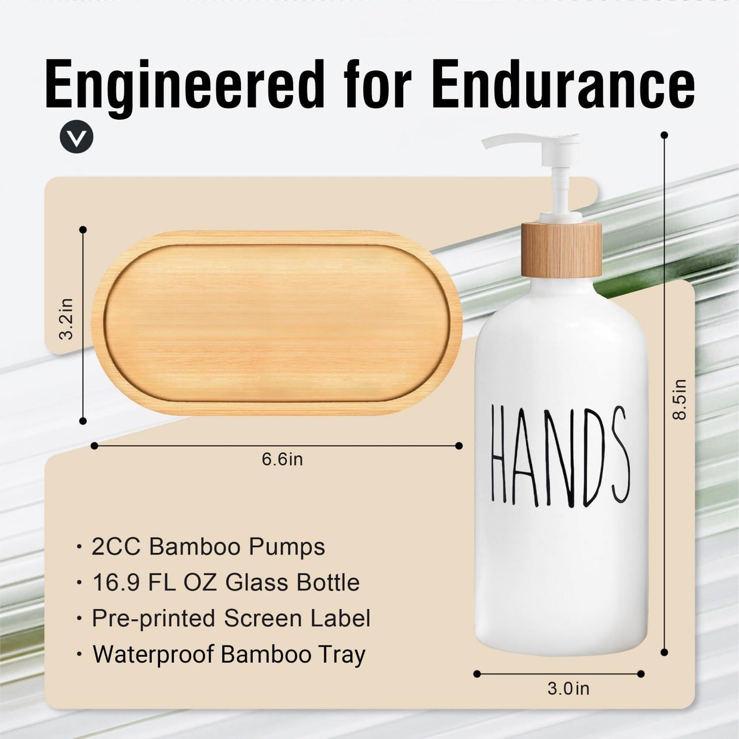 MOMEEMO White Soap Dispenser Set, Contains Hand and Dish Soap Dispenser, Suitable for Kitchen Decor. (White)