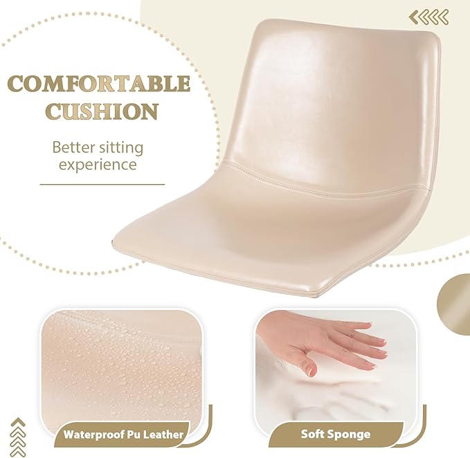 LEMBERI Bar Stools Set of 2, Modern Swivel Barstools Counter Height with Backrest, Faux Leather Upholstered Bar Chairs for Kitchen Island, Beige