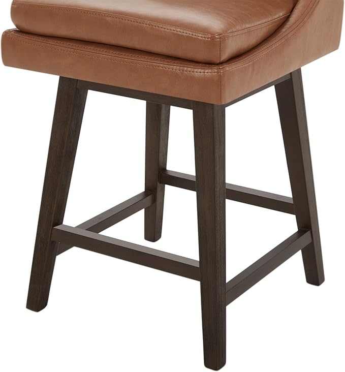 CHITA Counter Height Swivel Barstool, Upholstered Bar Stool, 26.8" H Seat Height, PU Leather in Retro Brown