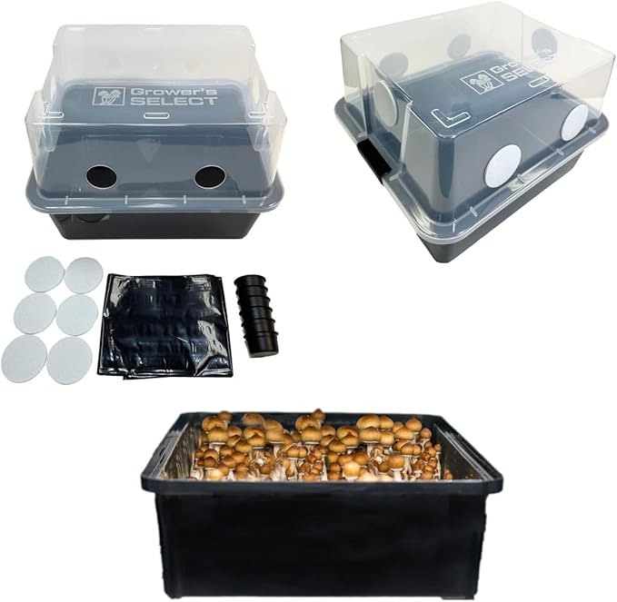 Grower's Select Mushroom Monotub Fruiting Chamber with Filter Disks and Liner