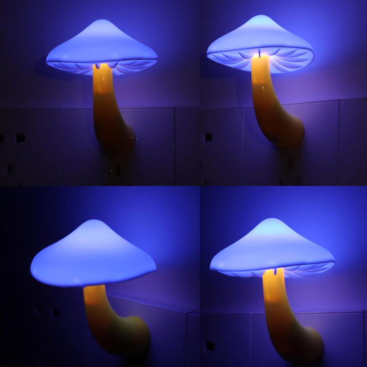 AUSAYE 4 Pack Plug in Night Light, Mushroom Light LED Nightlights for Kids, Adults, Bedroom, Bathroom,Hallway, Stairs, Kitchen Blue