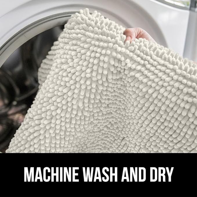 GORILLA GRIP Bath Rug Mat 36x24, Soft Absorbent Chenille, Quick Dry Microfiber Mats, Rubber Backing Washable Shower Floor Rugs, Bathmat Runner, US Designed Bathroom Home Decor Accessories Ivory Cream