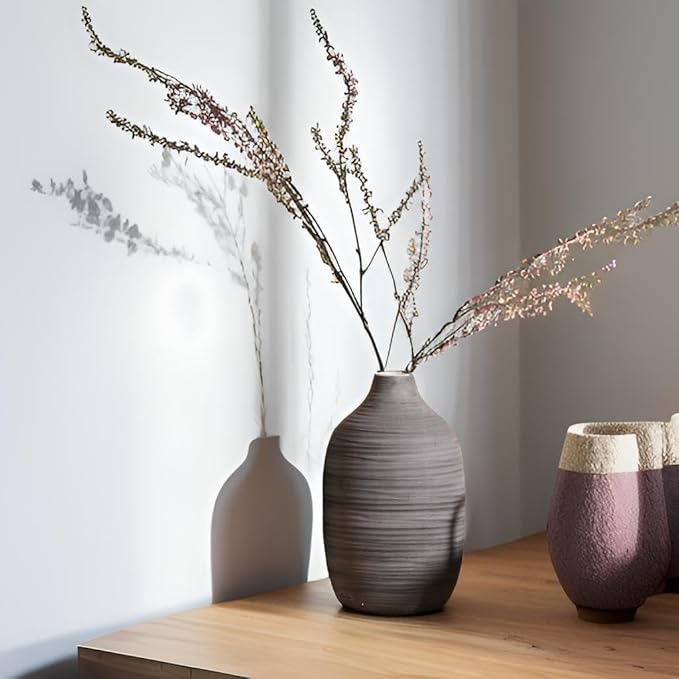 ALMA 9 in Contemporary Vessel for Room Decor Aesthetic|Decorative Black Gray Vase for Pampas Grass|Boho Vase for Coffee Table Centerpiece,Nightstand,Bookshelf,Minimalist Living Room,Bathroom Decor