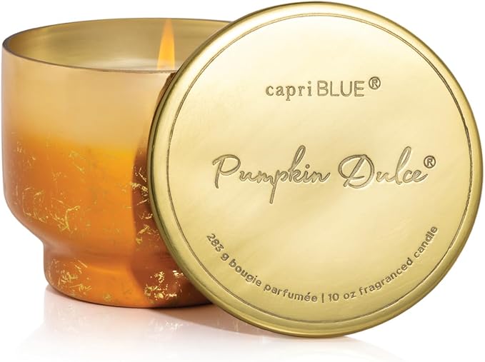 Capri Blue Glimmer Jar Candles - Luxury Holiday Scented Candles for Home - Long Lasting Soy Wax Blend - Scented Holiday & Home Decor - Pumpkin Dulce Inverted Jar (10 oz)