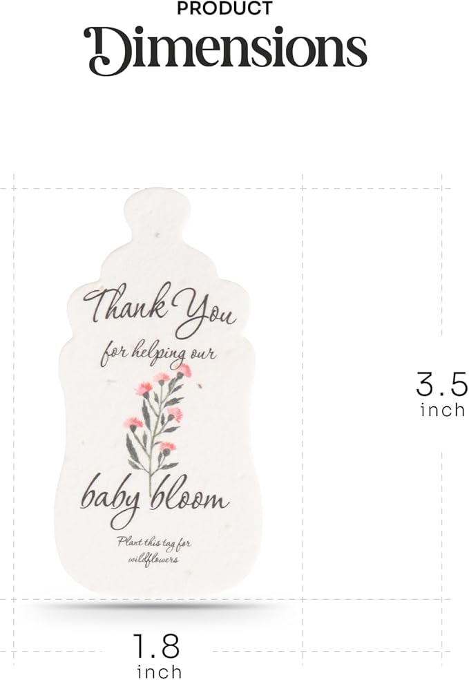 Plantable Bottle Shaped Seed Paper – 5 Pink Baby Shower Favors for Guests with Wildflower Seeds, Baby Shower Gifts for Guest