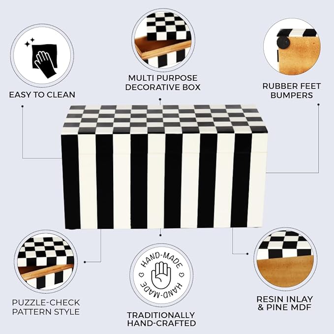 Handicrafts Home Handmade Puzzle Collection Decorative Jewelry Box Organizer – Keepsakes, Trinkets, and Home Decor – Antique Coffee Table Storage, Memory Box, Farmhouse Style Decor Check, 10x5x5