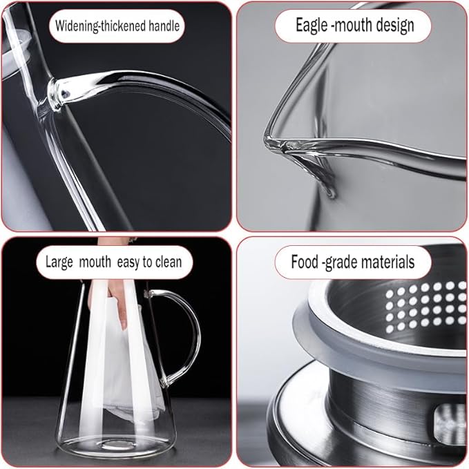 7-Pcs Glass Pitcher Set Jug with 6 Water Glasses Tumbler Cups Lid Carafe Jug with Spout Handle for Hot/Cold Tea Beverage