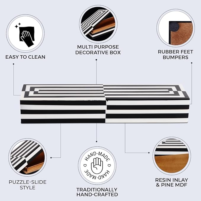 Handicrafts Home Handmade Puzzle Collection Decorative Jewelry Box Organizer – Keepsakes, Trinkets, and Home Decor – Antique Coffee Table Storage, Memory Box, Farmhouse Style Decor Slide, 10x2.5x1.5